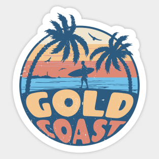 Vintage Surfing Gold Coast, Australia // Retro Summer Vibes // Grunge Surfer Sunset Sticker